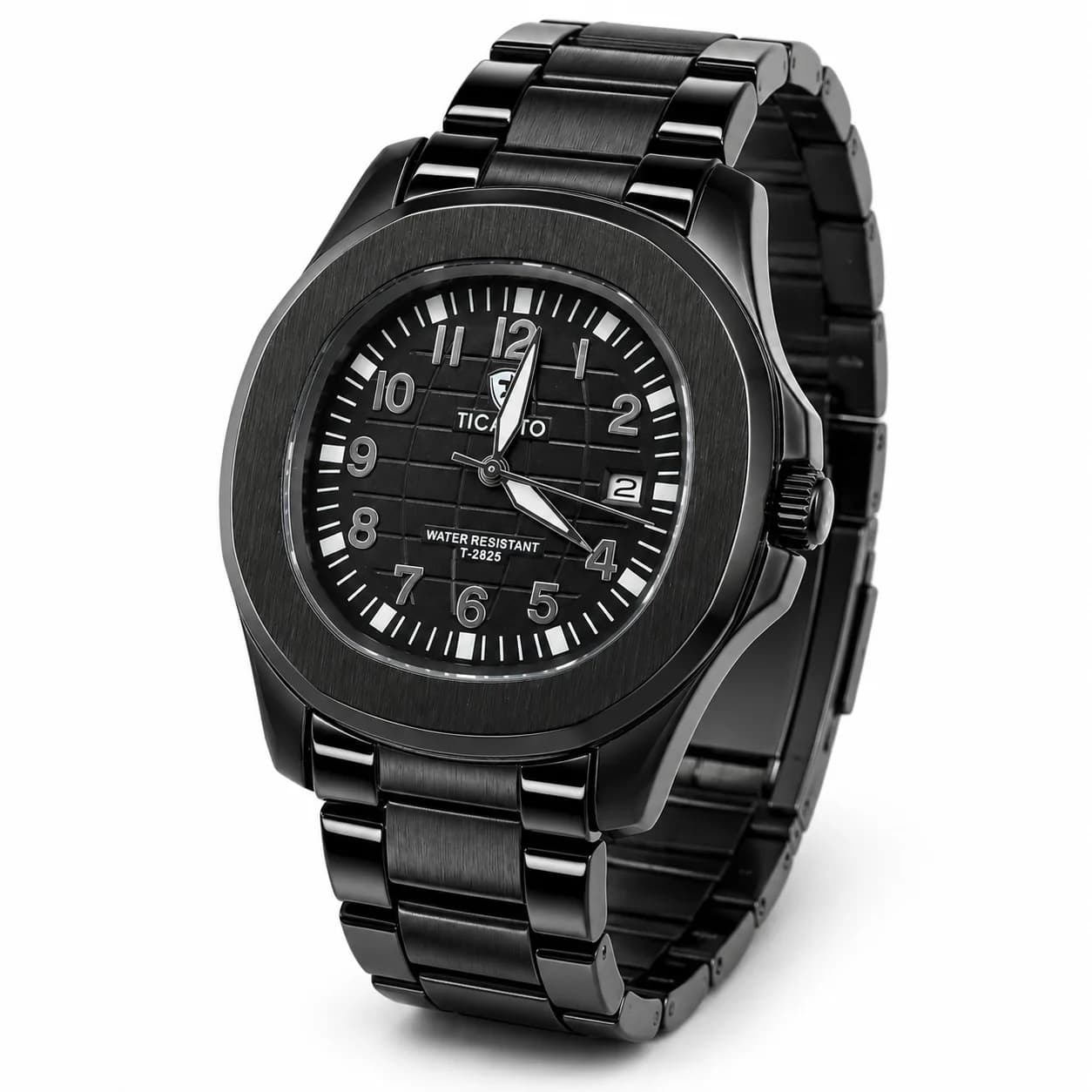 Ticarto T-2825 Men's Quartz Watch with Working Date & Stainless Steel Design – Silver