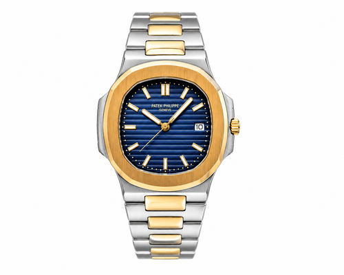 Patek Philippe Inspired Men's Quartz Watch with Stainless Steel Chain & Butterfly Lock – Silver