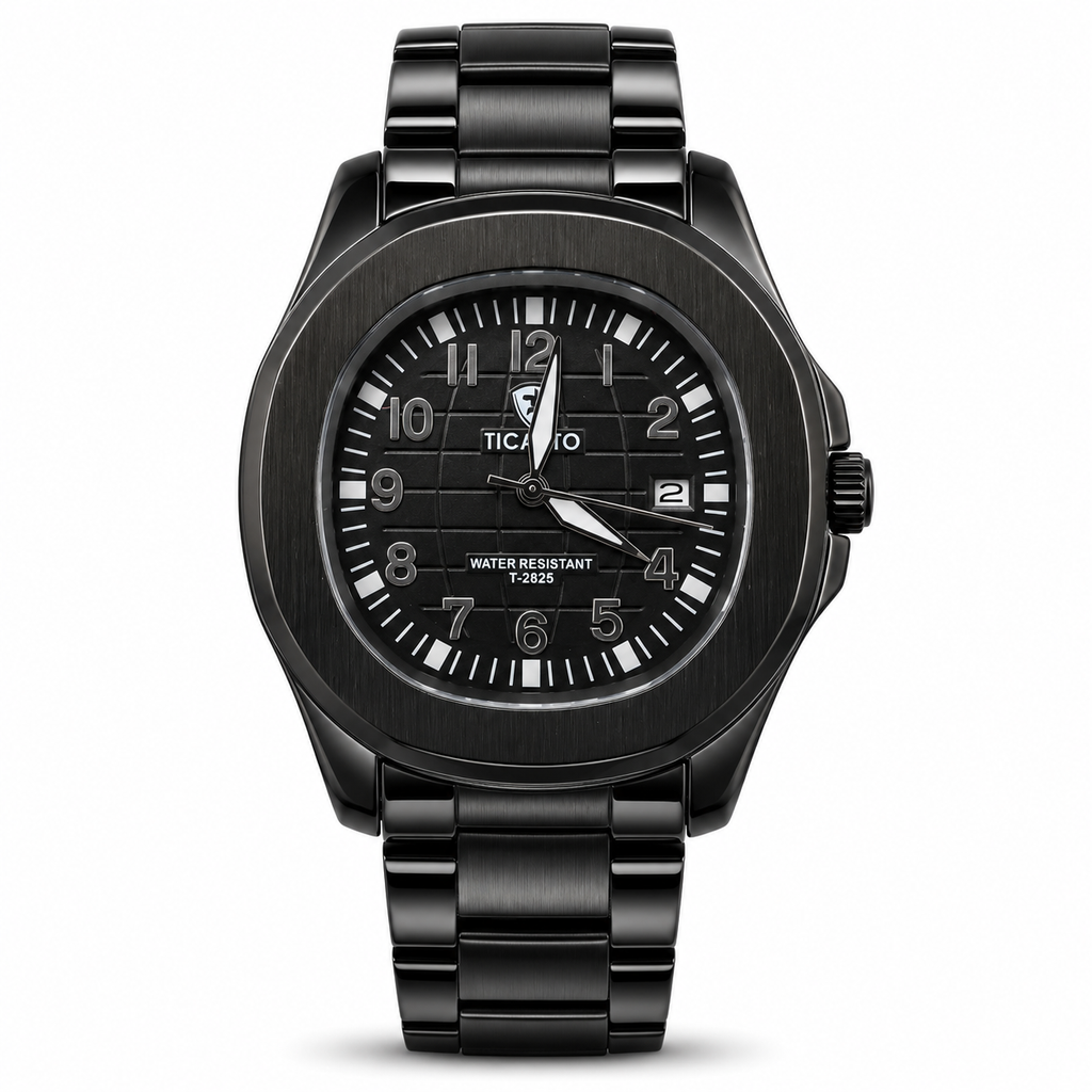 Ticarto T-2825 Men's Quartz Watch with Working Date & Stainless Steel Design – Silver