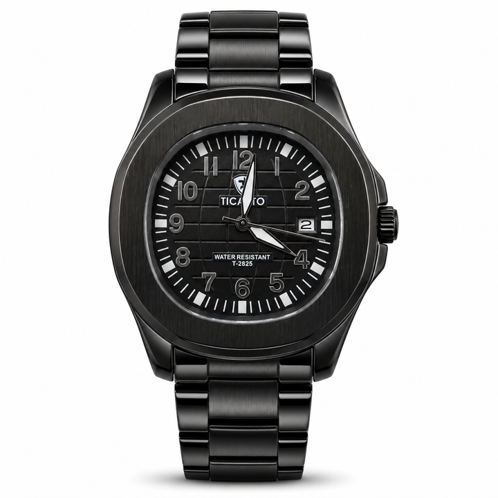 Ticarto T-2825 Men's Quartz Watch with Working Date & Stainless Steel Design – Silver